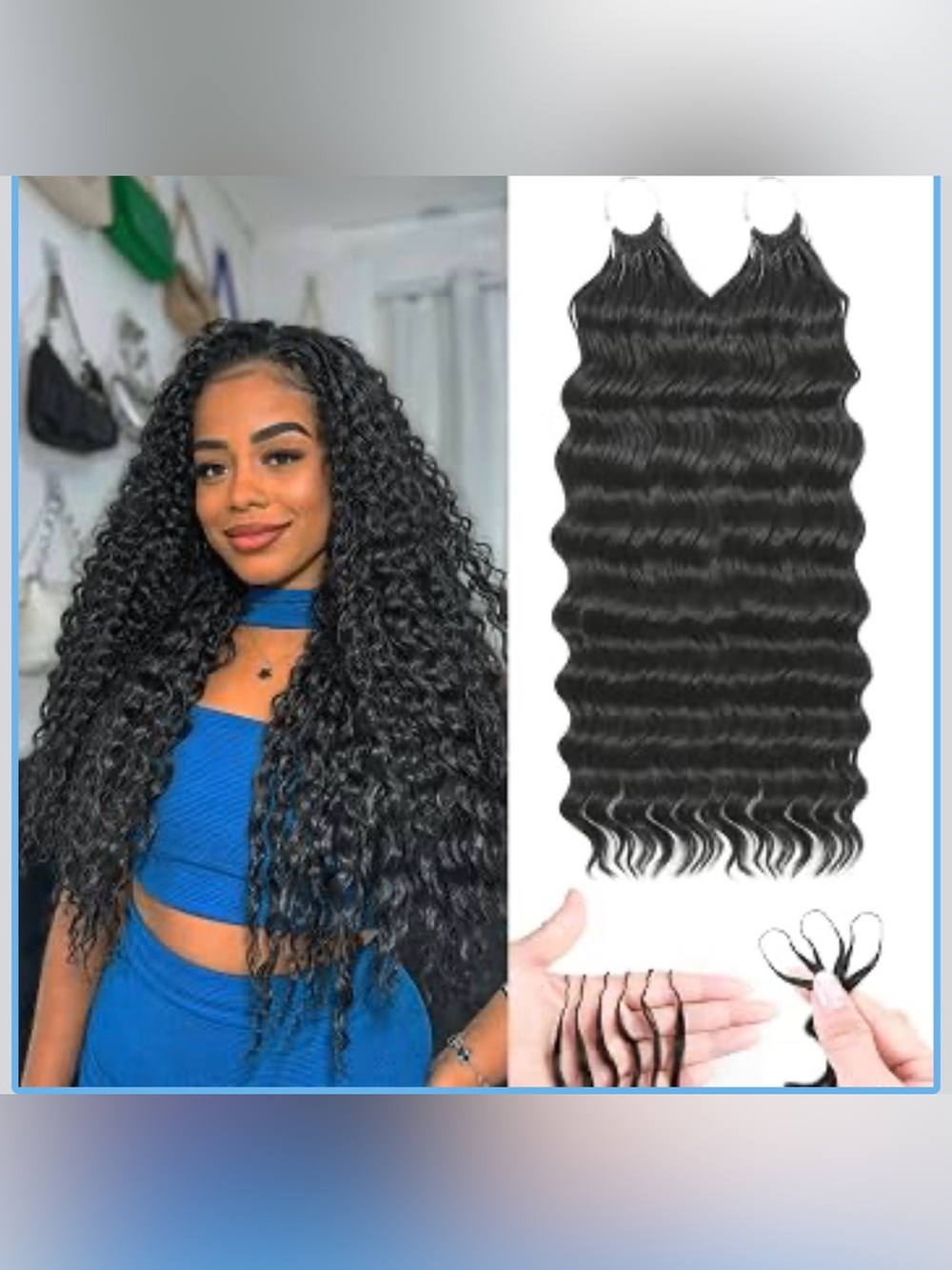 Deep Wave Mix Human Hair 50 Strands Miracle Knot (18inch 1B 50 Strands)